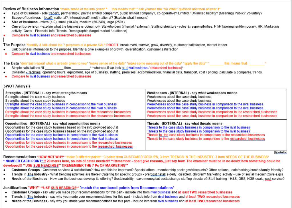 BTEC SPORT UNIT 22: Student Notes For Part B – PE TUTOR